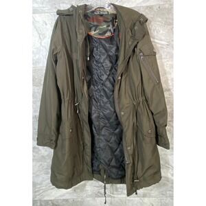 Steve Madden Olive Green Hooded Military Parka Jacket Women's Sz M Camo Lined